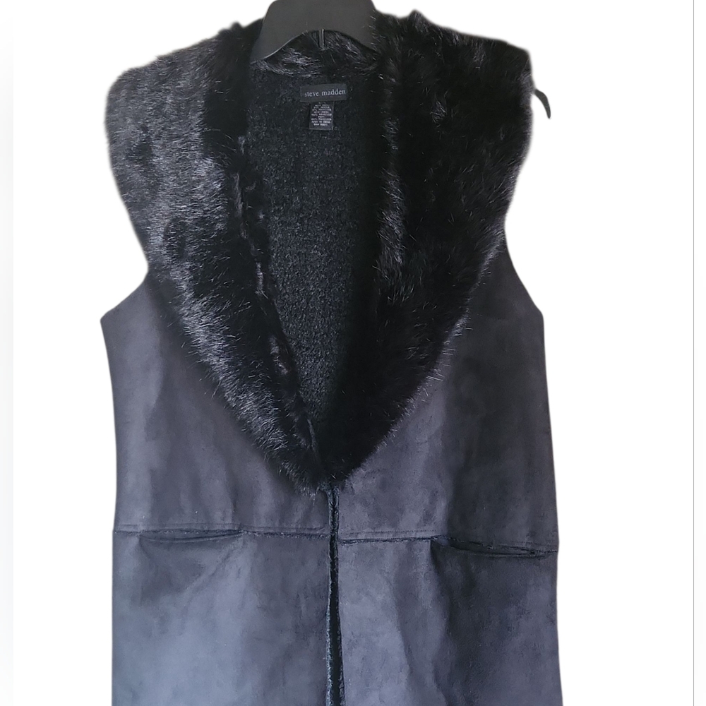 Steve Madden, Women's Faux Fur and suede 3/4 length Vest, Sz M